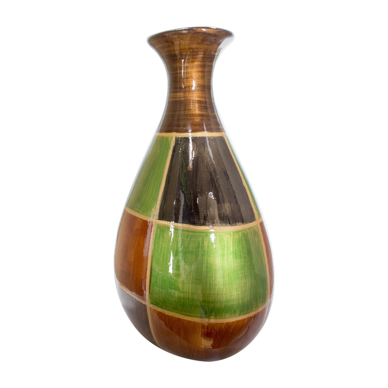 Vases Gold Vase - 9" X 6'.25" X 18'.5" Brown, Green, Copper, Gold Ceramic Lacquered Modern Vase HomeRoots