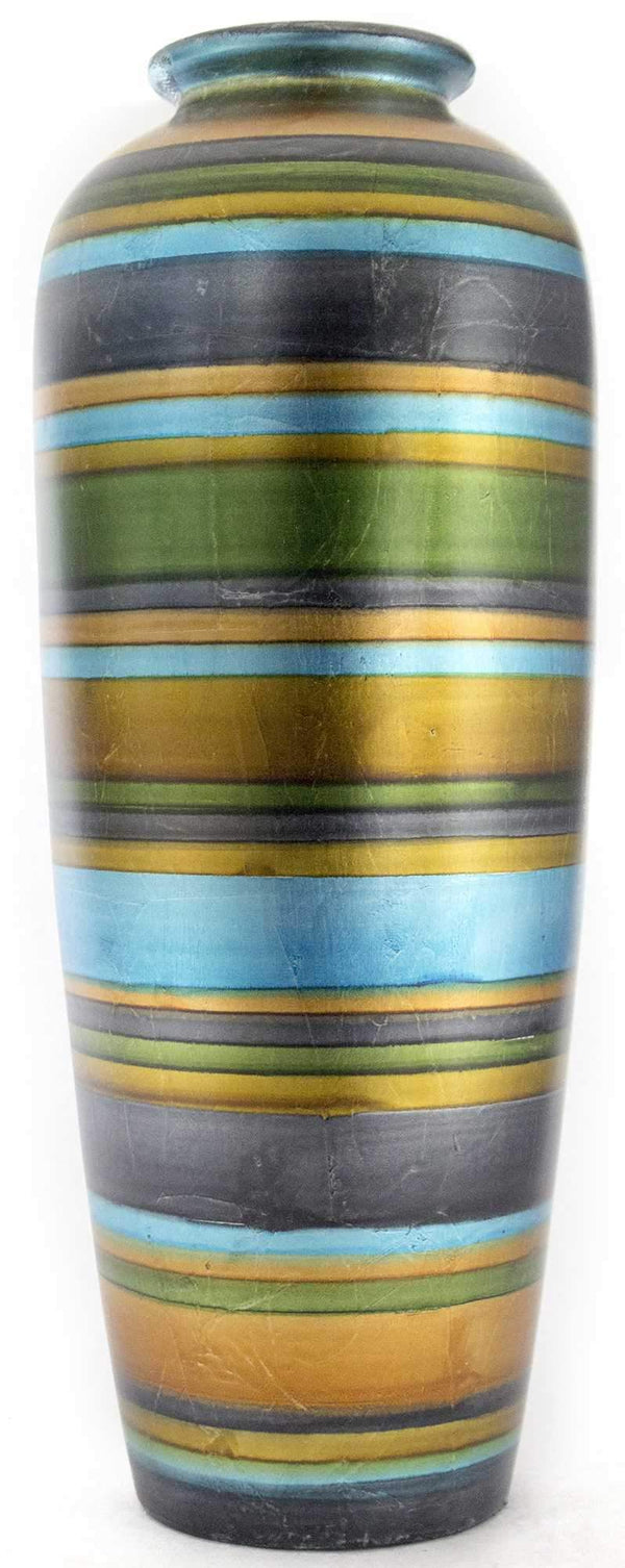 Vases Gold Vase - 9" X 9" X 24" Blue, Green, Gold, Copper And Pewter Ceramic Water Jug Floor Vase HomeRoots