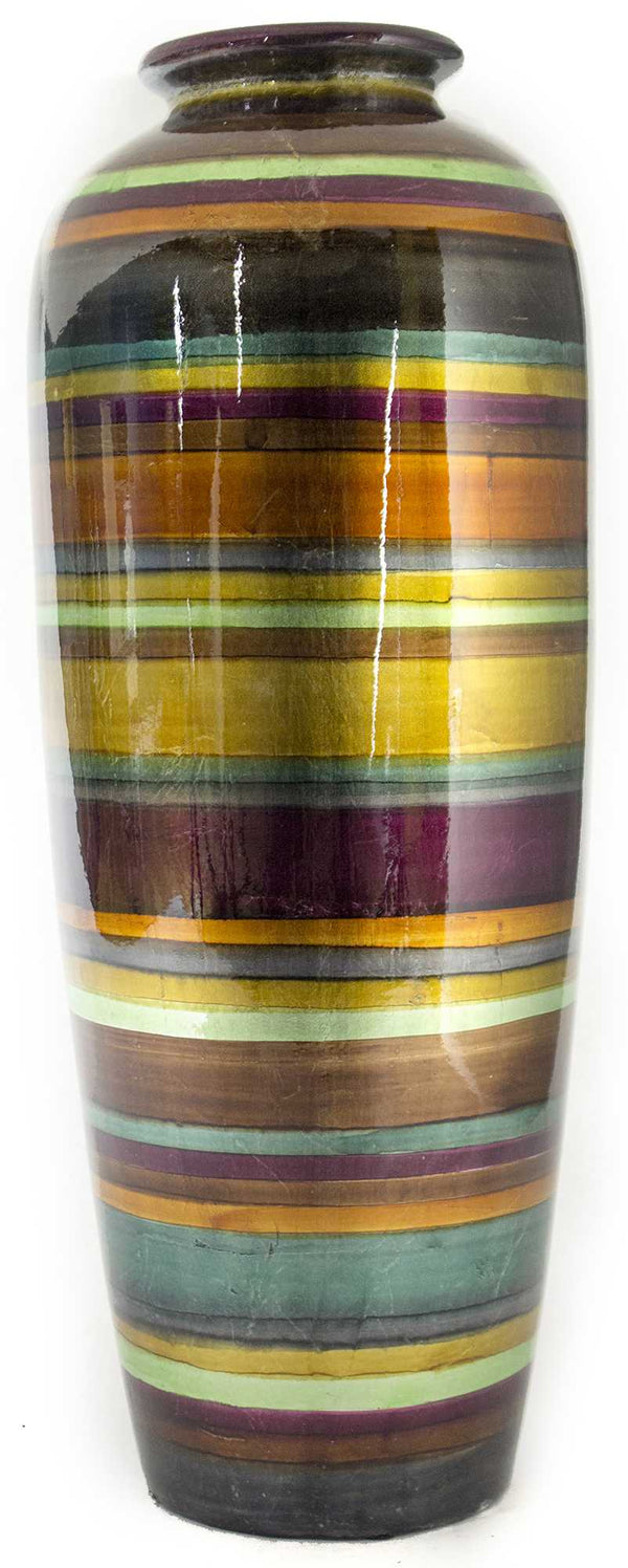 Vases Gold Vase - 9" X 9" X 24" Eggplant, Bronze, Gold, Green, Copper And Pewter Ceramic Water Jug Floor Vase HomeRoots