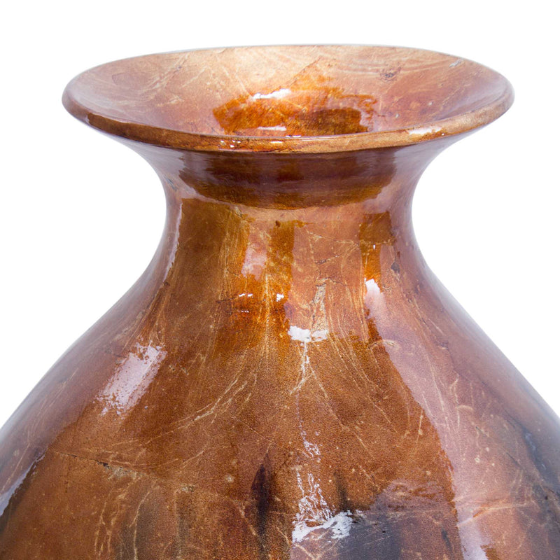 Vases Large Floor Vase - 14'.5" X 14'.5" X 19" Copper, Pewter Ceramic Foiled & Lacquered Round Water Jar Vase HomeRoots