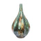 Vases Large Vase - 10" X 10" X 18" Turquoise, Copper, Bronze Ceramic Foiled & Lacquered Ridged Teardrop Vase HomeRoots
