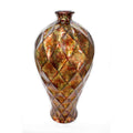 Vases Large Vase - 11" X 11" X 19'.5" Brown, Orange, Red, Green Ceramic Foiled & Lacquered Faceted Plum Vase HomeRoots