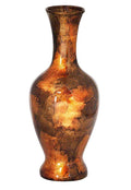 Vases Large Vase - 8'.25" X 8'.25" X 20" Copper, Brown And Orange Ceramic Foiled & Lacquered Ceramic Vase HomeRoots
