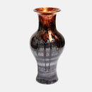 Vases Large Vase - 9'.5" X 9'.5" X 18" Copper And Pewter Ceramic Foiled & Lacquered Ceramic Vase HomeRoots
