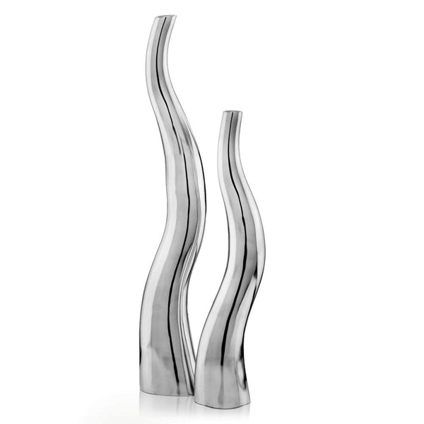Vases Metal Vase - 3.5" x 6" x 32" Buffed, Curve, Tall, Wiggly - Vases Set of 2 HomeRoots