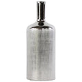 Vases Patterned Bottle Shaped Ceramic Vase With Long Elongated Neck, Large, Silver Benzara