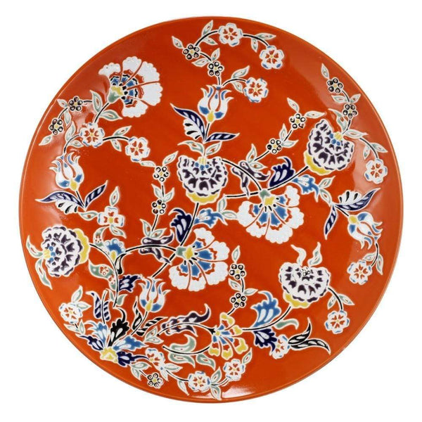 Vases & Plates Round Ceramic Decorative Plate With Elegant Motif, Multicolor Benzara