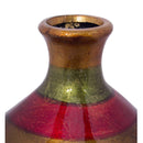 Vases Red Vase - 8'.75" X 8'.75" X 10'.25" Green, Red, Brown, Copper Ceramic Lacquered Striped Bottle Bud Vase HomeRoots