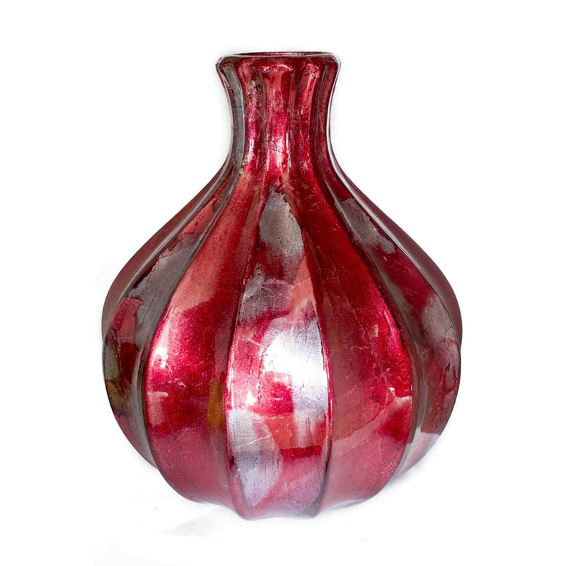 Vases Red Vase - 8'.75" X 8'.75" X 10" Red Ceramic Foiled & Lacquered Gourd Vase HomeRoots