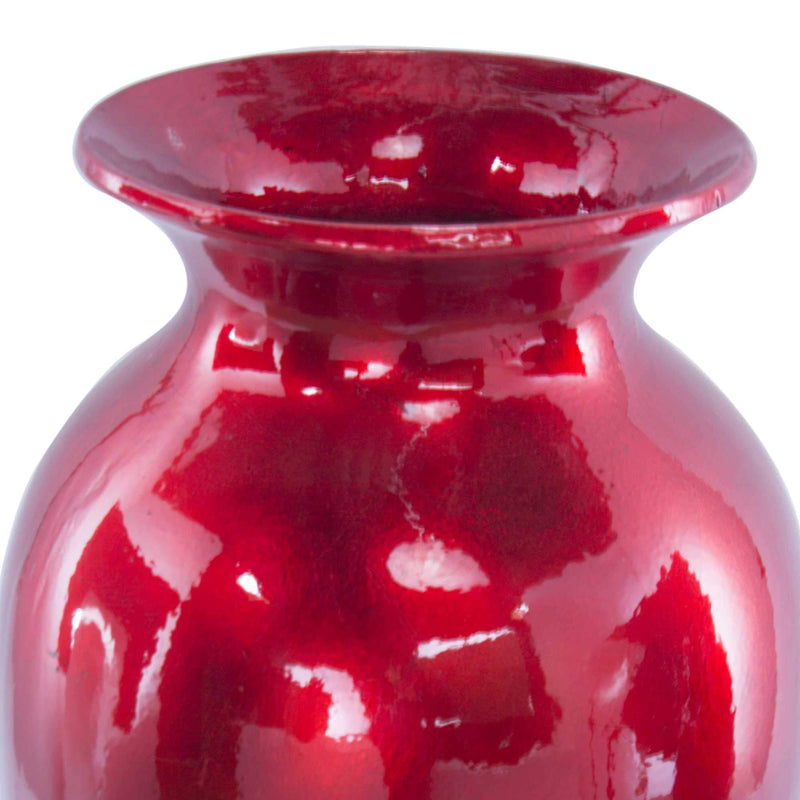 Vases Red Vase - 8'.75" X 8'.75" X 21'.25" Red and Orange Ceramic Ombre Lacquered Ceramic Vase HomeRoots