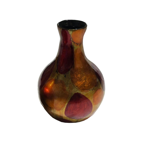 Vases Red Vase - 8" X 8" X 11'.5" Amber, Red, Orange Ceramic Foiled & Lacquered Teardrop Bud Vase HomeRoots