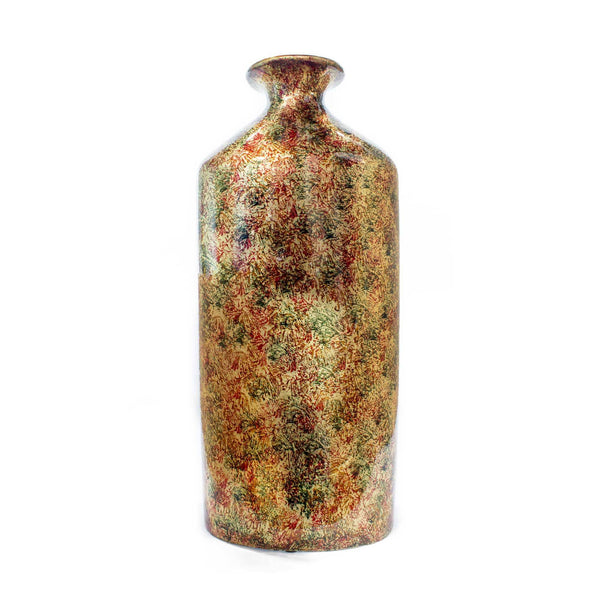 Vases Red Vase - 9" X 6'.25" X 21'.5" Brown, Orange, Red, Green Ceramic Foiled & Lacquered Bottle Vase HomeRoots