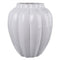 Vases Ribbed Ceramic Vase With Narrow Bottom, White Benzara