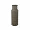 Vases Ribbed Pattern Cylindrical Ceramic Vase with Flared Mouth Rim, Gray, Small Benzara
