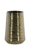 Vases Round Ceramic Vase With Combed Design, Medium, Gold Benzara