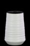 Vases Round Ceramic Vase With Combed Design, Medium, White Benzara