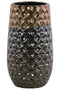 Vases Round Vase With Embossed Diamond Design Body, Large, Dark Gray Benzara