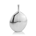 Vases Silver Vase - 3" X 9" X 12" Silver Aluminum Medium Long Neck Disc Vase HomeRoots