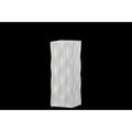 Vases Square Shaped Ceramic Vase With Wavy Pattern, Small, Glossy White Benzara