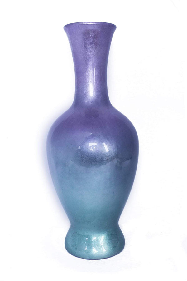 Vases Tall Floor Vases - 11" X 11" X 25" Purple And Aqua Ceramic Lacquered Ceramic Vase HomeRoots