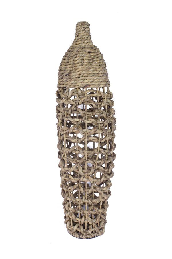 Vases Tall Floor Vases - 11" X 11" X 38" Natural Water Hyacinth Water Hyacinth Woven Floor Vase HomeRoots
