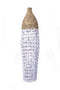 Vases Tall Floor Vases - 11" X 11" X 38" White And Natural Water Hyacinth Water Hyacinth Woven Floor Vase HomeRoots