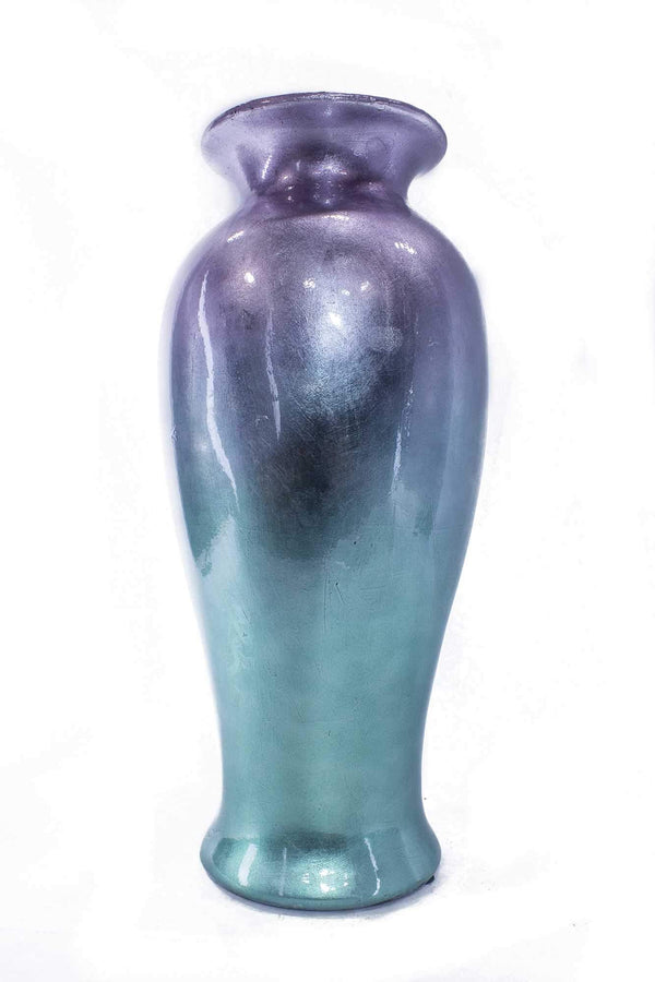 Vases Tall Floor Vases - 12'.75" X 12'.75" X 30'.75" Purple And Aqua Ceramic Ombre Lacquered Ceramic Vase HomeRoots