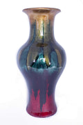 Vases Tall Floor Vases - 13" X 13" X 25" Gold, Green And Red Ceramic Foiled & Lacquered Ceramic Vase HomeRoots