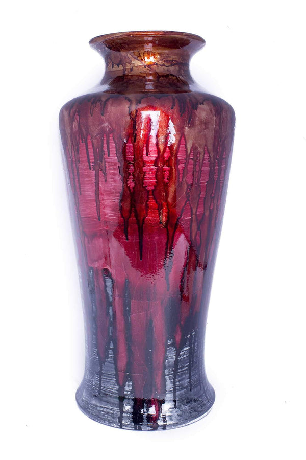 Vases Tall Floor Vases - 15'.5" X 15'.5" X 30" Red And Gray Ceramic Floor Vase HomeRoots