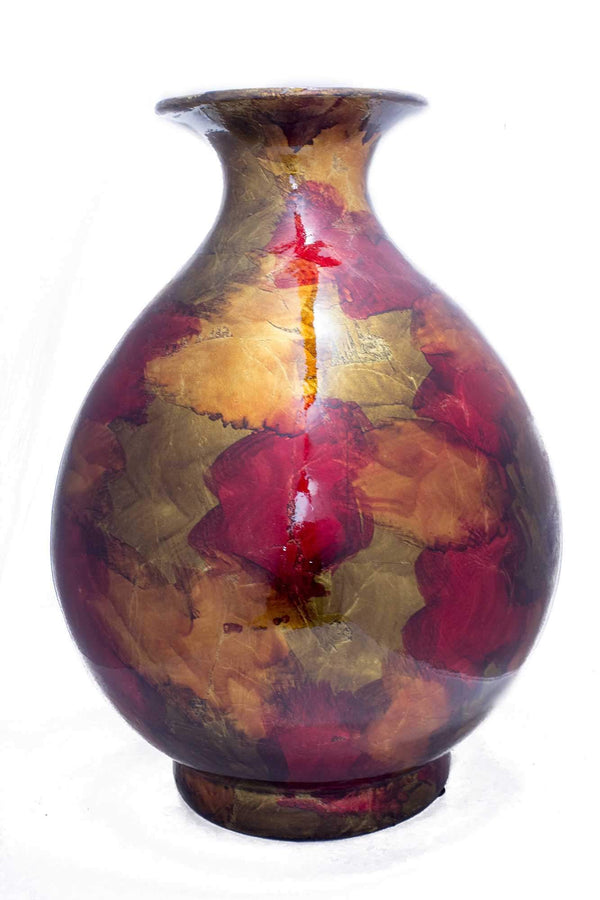 Vases Tall Floor Vases - 17'.5" X 17'.5" X 23'.5" Copper, Red And Gold Ceramic Foiled & Lacquered Ceramic Vase HomeRoots