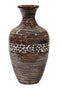 Vases Tall Vase - 10'.7" X 10'.7" X 20" Distressed Brown W/ Brown Coconut Shell Bamboo Spun Bamboo Vase HomeRoots