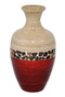 Vases Tall Vase - 10'.7" X 10'.7" X 20" Natural Bamboo And Metallic Red W/ Coconut Shell Bamboo Spun Bamboo Vase HomeRoots