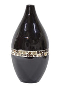 Vases Tall Vase - 10" X 10" X 20" Black Lacquer W/ Brown Coconut Shell Bamboo Spun Bamboo Vase HomeRoots