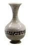 Vases Tall Vase - 12" X 12" X 22" Distressed White And Green W/ Coconut Shell Bamboo Spun Bamboo Vase HomeRoots