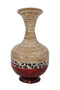 Vases Tall Vase - 12" X 12" X 22" Natural Bamboo And Metallic Red W/ Coconut Shell Bamboo Spun Bamboo Vase HomeRoots