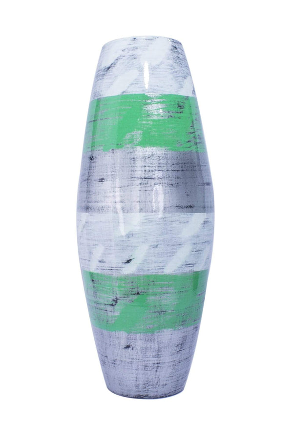 Vases Tall Vase - 12" X 12" X 27" White, Green, Silver Bamboo Spun Bamboo Floor Vase HomeRoots