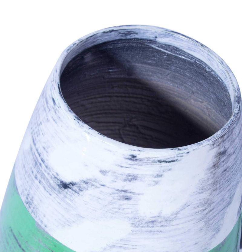 Vases Tall Vase - 12" X 12" X 27" White, Green, Silver Bamboo Spun Bamboo Floor Vase HomeRoots