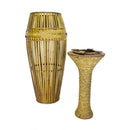 Vases Tall Vase - 12" X 12" X 41'.25" Champagne Bamboo, Metal Vase with a Band HomeRoots