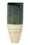 Vases Tall Vase - 9" X 9" X 20" Distressed Green & Natural Bamboo Bamboo Spun Bamboo Vase HomeRoots