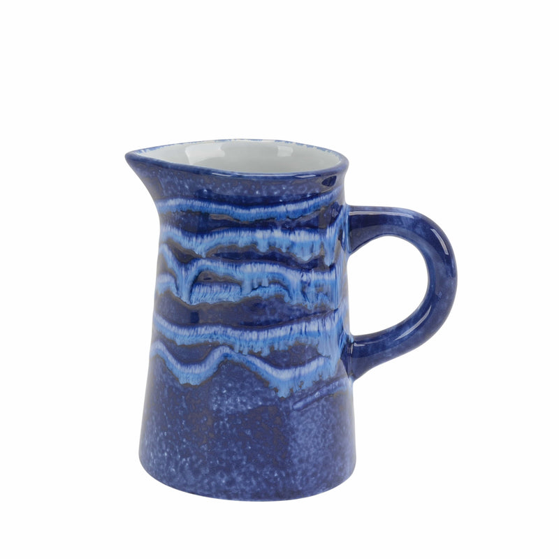 Traditional Ceramic Pitcher with Handle, Blue