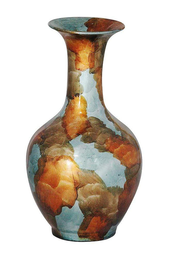 Vases Vase - 10'.25" X 10'.25" X 18" Copper, Gold And Aqua Ceramic Foiled & Lacquered Ceramic Vase HomeRoots