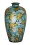 Vases Vase - 10'.5" X 10'.5" X 19" Mint And Gold W/ Black Show-Through Ceramic Foiled & Lacquered Ceramic Vase HomeRoots