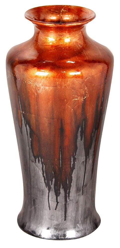 Vases Vase - 7" X 7" X 24'.5" Copper And Pewter Ceramic Foiled & Lacquered Ceramic Floor Vase HomeRoots