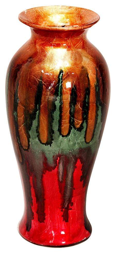 Vases Vase - 8'.75" X 8'.75" X 21'.25" Gold, Green, Blue And Red Ceramic Foiled & Lacquered Ceramic Vase HomeRoots