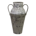 Vases White Vase - 12" X 9.5" X 19.25" White Grey Metal Vase HomeRoots