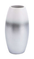 Vases White Vase - 5.1" x 5.1" x 9.6" Silver & White, Ceramic, Small Vase HomeRoots