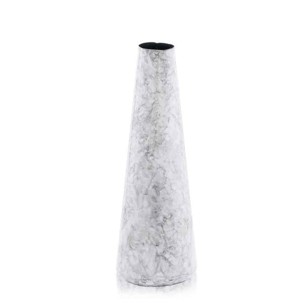 Vases White Vase - 5" x 5" x 14" White, Faux Marble/Cone Small - Vase HomeRoots
