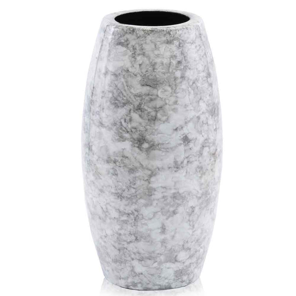 Vases White Vase - 6.5" x 6.5" x 12.5" White/Faux Marble - Vase HomeRoots