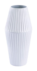Vases White Vase - 6.5" x 6.5" x 13.6" White, Steel, Small Vase HomeRoots