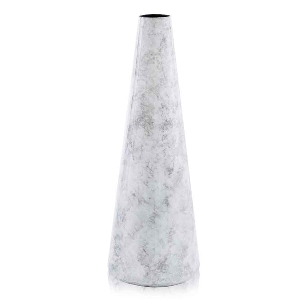 Vases White Vase - 6.5" x 6.5" x 18" White/Tall Cone, Faux Marble - Vase HomeRoots